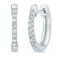 thumbnail image 1 of 0.10 CT. T.W. Diamond Petite Hoop Earrings in 14K Gold, 1 of 5