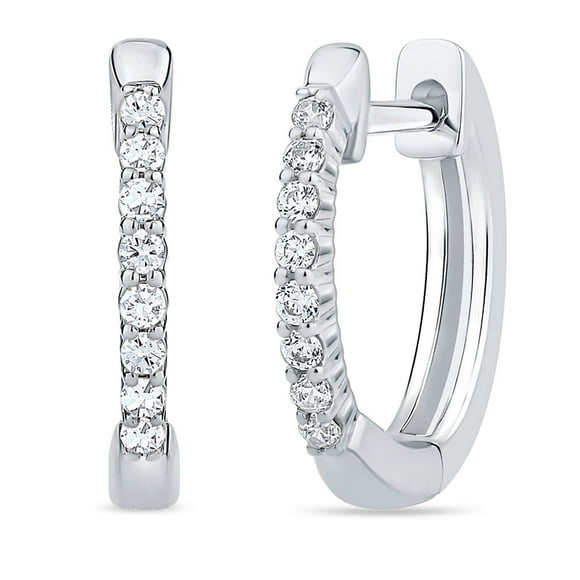 0.10 CT. T.W. Diamond Petite Hoop Earrings in 14K Gold