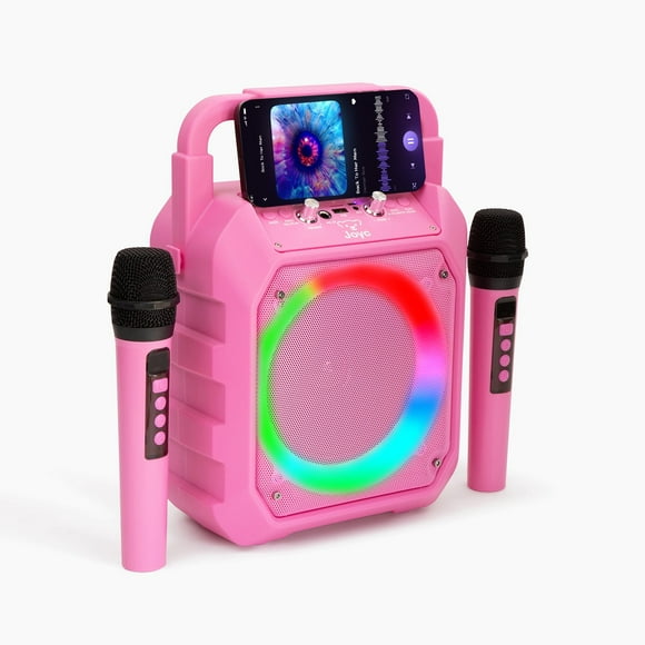 JOYC Mic Drop Karaoke Machine with 2 Wireless Mics & RGB Lights, Choose Color