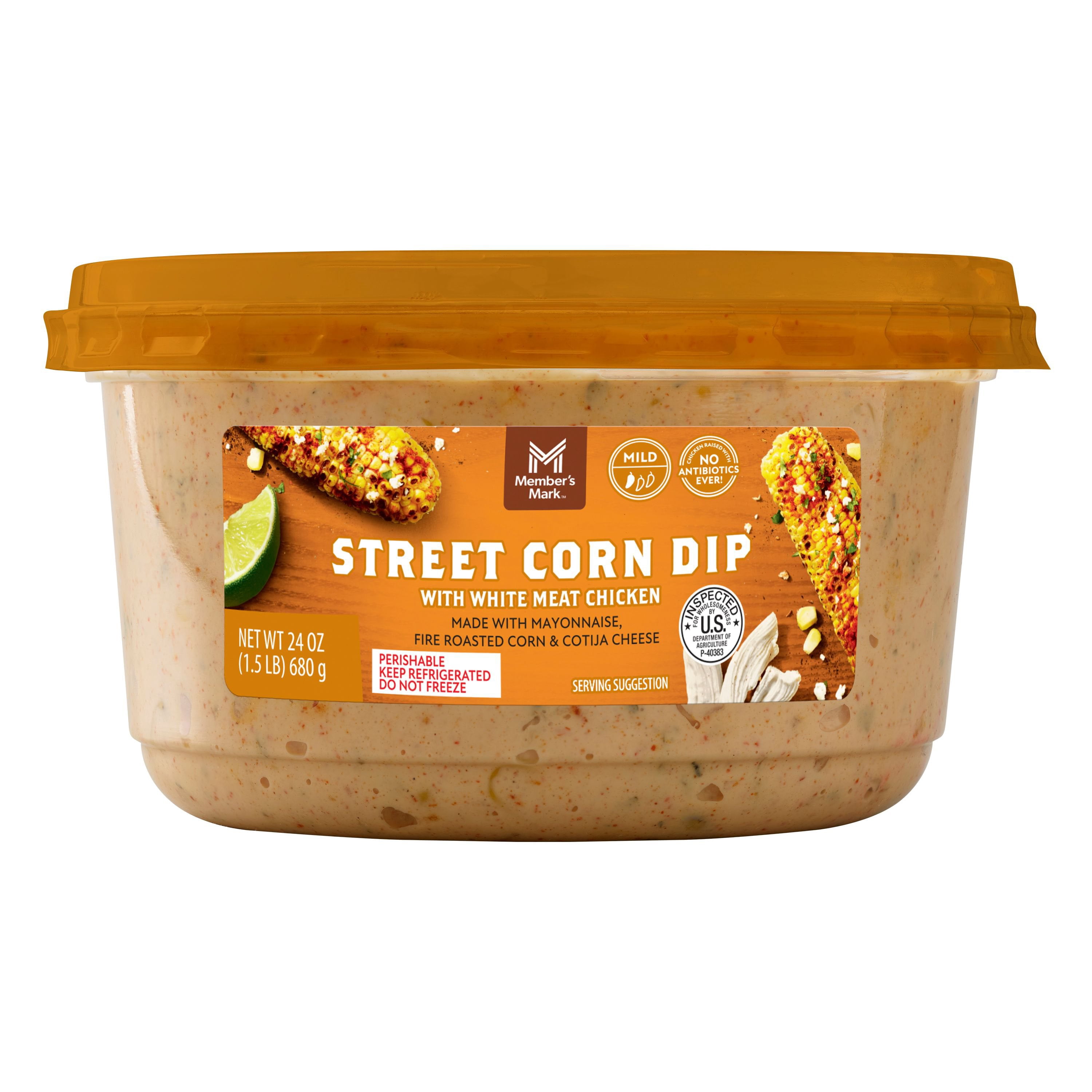 Member's Mark Street Corn Dip with White Meat Chicken, Refrigerated, 24 oz