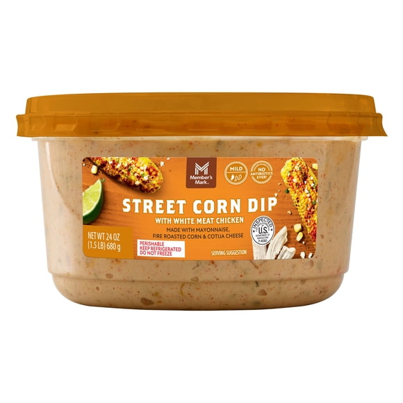 Member's Mark Street Corn Dip with White Meat Chicken, Refrigerated, 24 oz