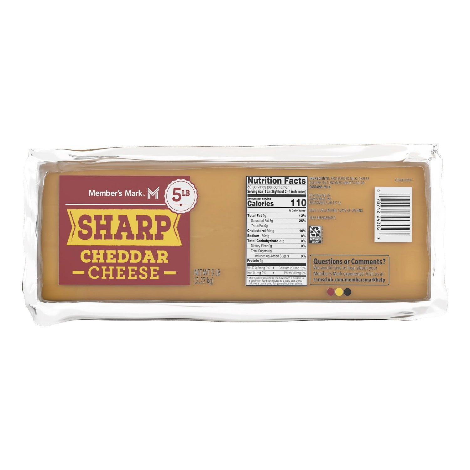 Member's Mark Sharp Cheddar Cheese Block 5 lbs. - Samsclub.com