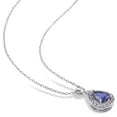 thumbnail image 2 of Lab Created Gemstone Teardrop Halo Pendant and Stud Earrings Set in Sterling Silver, 2 of 6