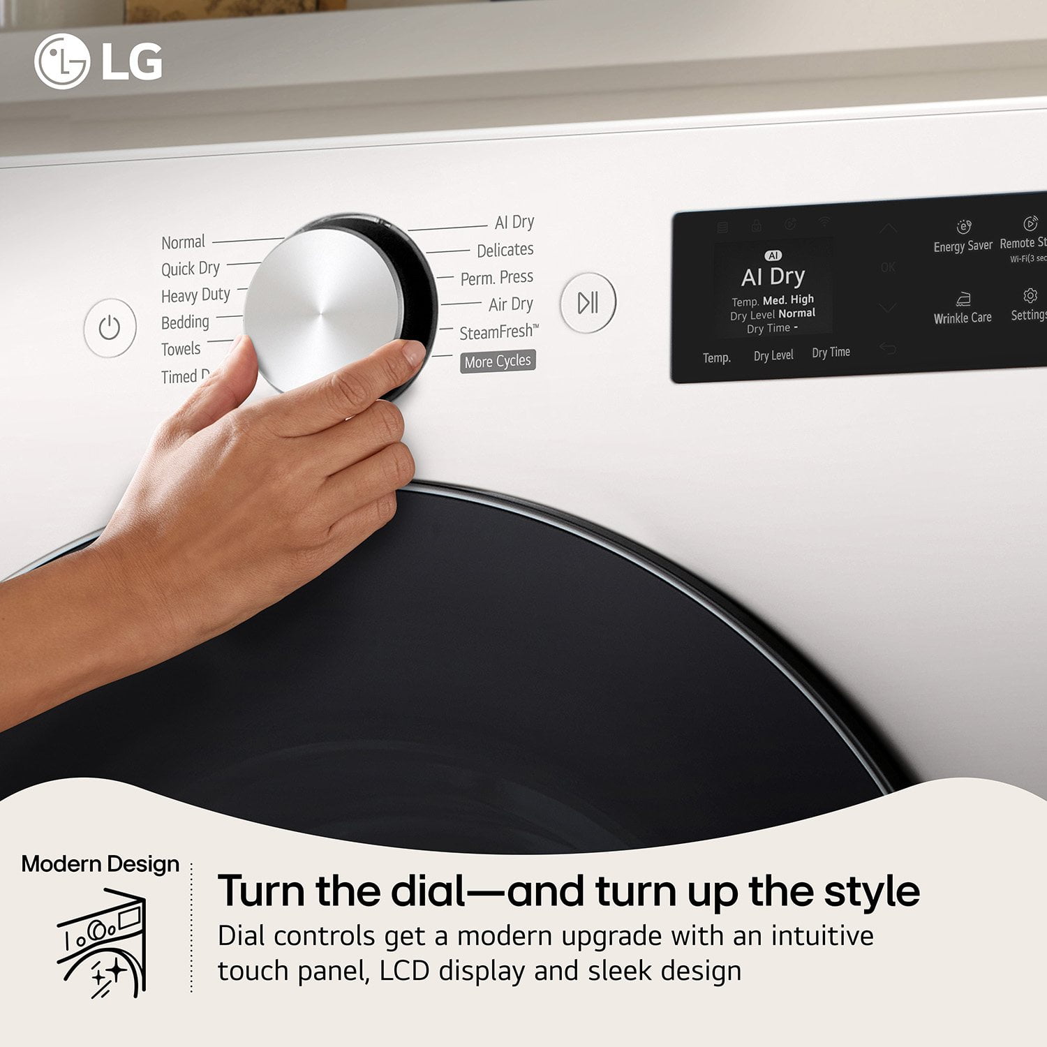 LG 7.4 cu. ft. Ultra Large Capacity Electric Dryer with AI Sensor