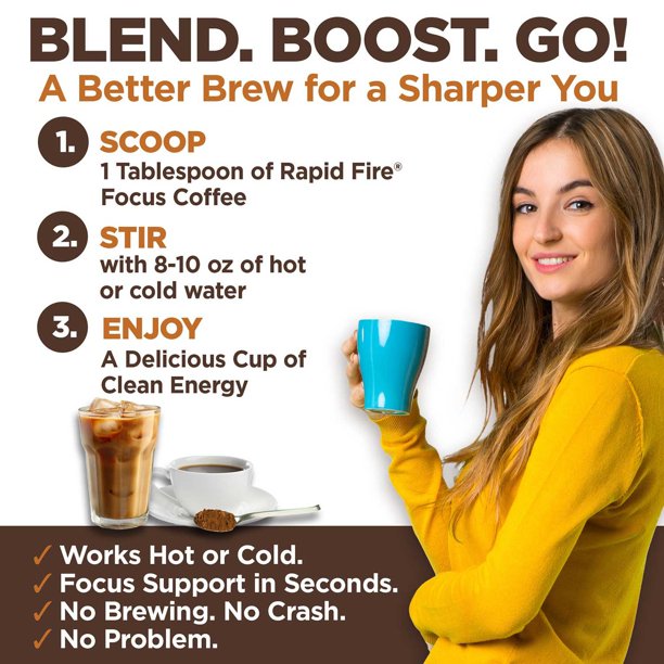 Rapid Fire Focus Instant Coffee, Caramel Macchiato, 15.87 oz
