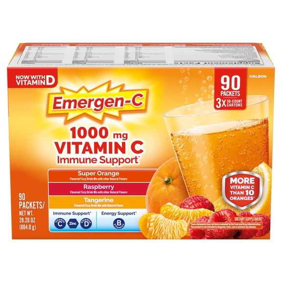 Emergen-C Vitamin C 1000mg Powder with Antioxidants Fizzy Drink Mix, 90 ct.