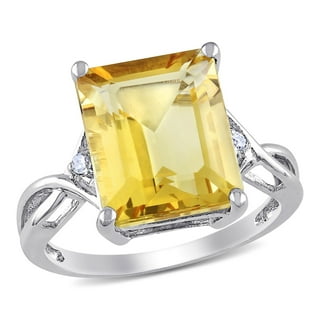 Emerald Cut Gemstone Ring in Sterling Silver