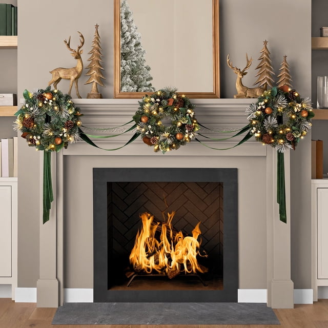 Member's Mark Pre-Lit Wreath Décor with Evergreen Velvet Sash