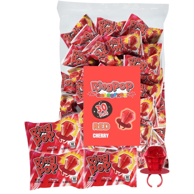 Ring Pop Colorfest, Red Cherry, 30 ct.