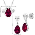 thumbnail image 7 of Pear Cut Lab Gemstone Earring and Necklace Set in Sterling Silver, 7 of 8