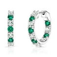 thumbnail image 2 of Lab Created Gemstone Huggie Hoop Earrings in Sterling Silver, 2 of 6