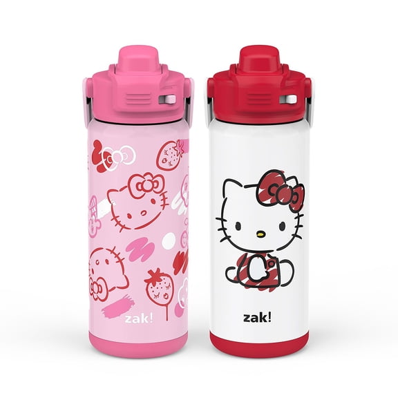 Zak Designs 20-oz. Stainless Steel Double Wall Beacon Straw Bottle for Kids, 2 pack, Choose Character