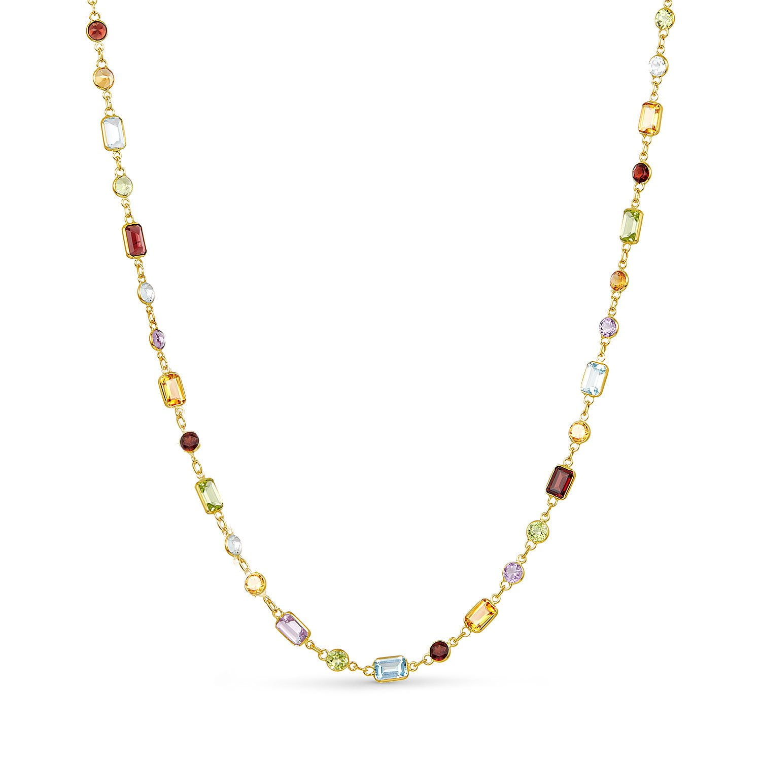Multi-Gemstone Station Necklace in 14K Gold - Samsclub.com