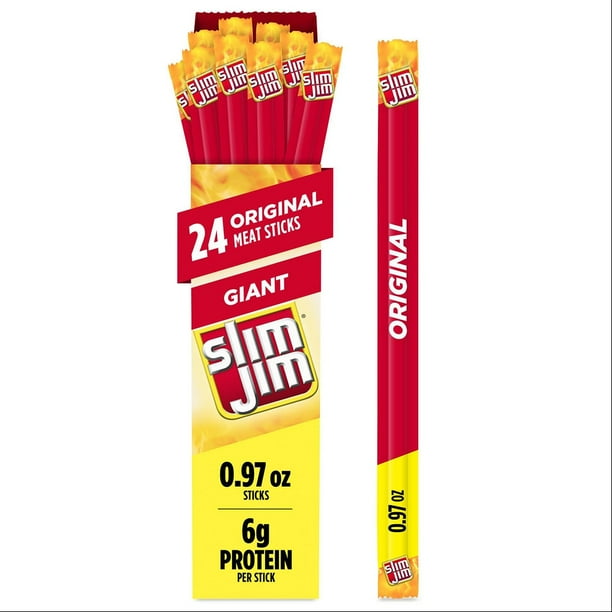 Slim Jim Giant Smoked Meat Sticks, Original Flavor, 0.97 oz., 24