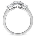 thumbnail image 5 of White Sapphire & Diamond Accent Three Stone Halo Ring in 14K Gold, 5 of 7