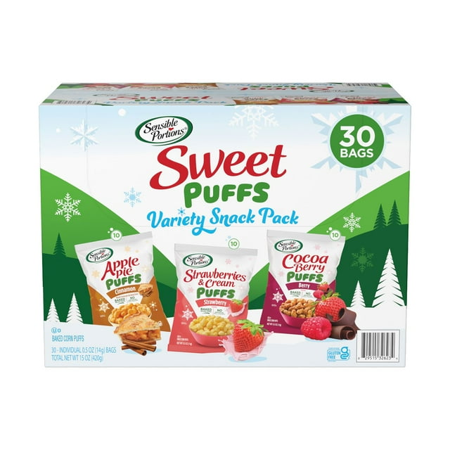 Sensible Portions Sweet Puffs, Variety Pack, 0.5 oz., 30 pk.