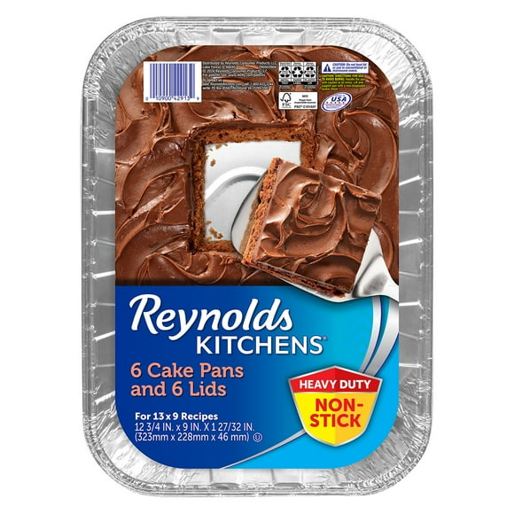 Reynolds Kitchens 13" x 9" Aluminum Cake Pans with Lids, 6 ct.