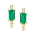 thumbnail image 2 of Emerald Cut Gemstone & 0.12 CT. TW Diamond Stud Earrings in 14K Gold, 2 of 5