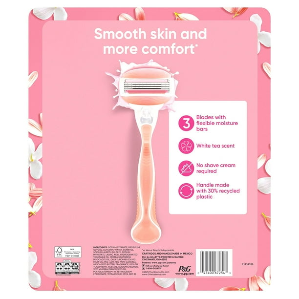 Venus Comfortglide Women's Razor Handle + 12 Cartridges, White Tea