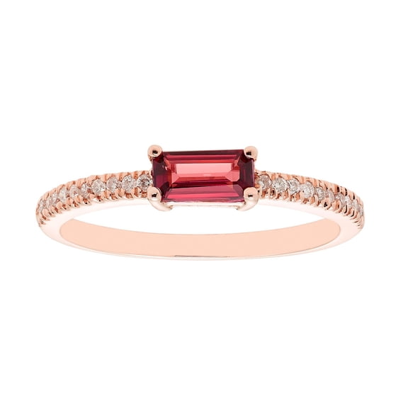 Baguette Cut Gemstone and 0.10 CT. T.W. Diamond Ring in 14K Gold
