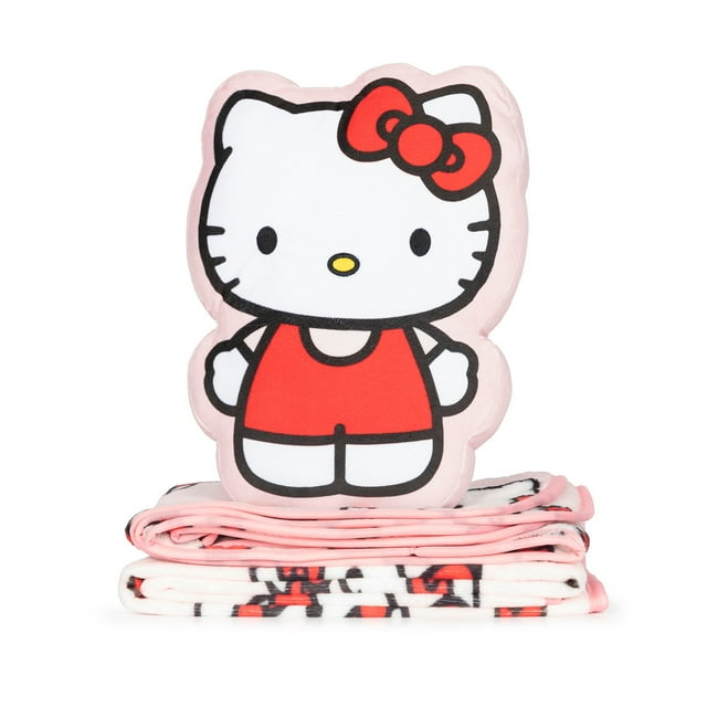 Hello Kitty Shaped Pillow And Throw Set