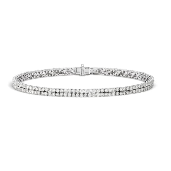 3.50 C.T. TW Round Cut Two Row Diamond Tennis Bracelet in 14K Gold