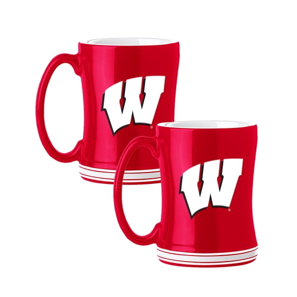 Logo Brands Wisconsin Badgers 14oz Relief Mug Set