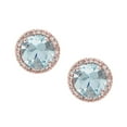 thumbnail image 2 of Round Cut Gemstone & 0.13 CT. T.W. Halo Diamond Stud Earrings in 14K Gold, 2 of 5