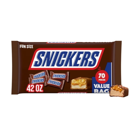 SNICKERS Milk Chocolate Candy Bars, Fun Size, 70 pcs.