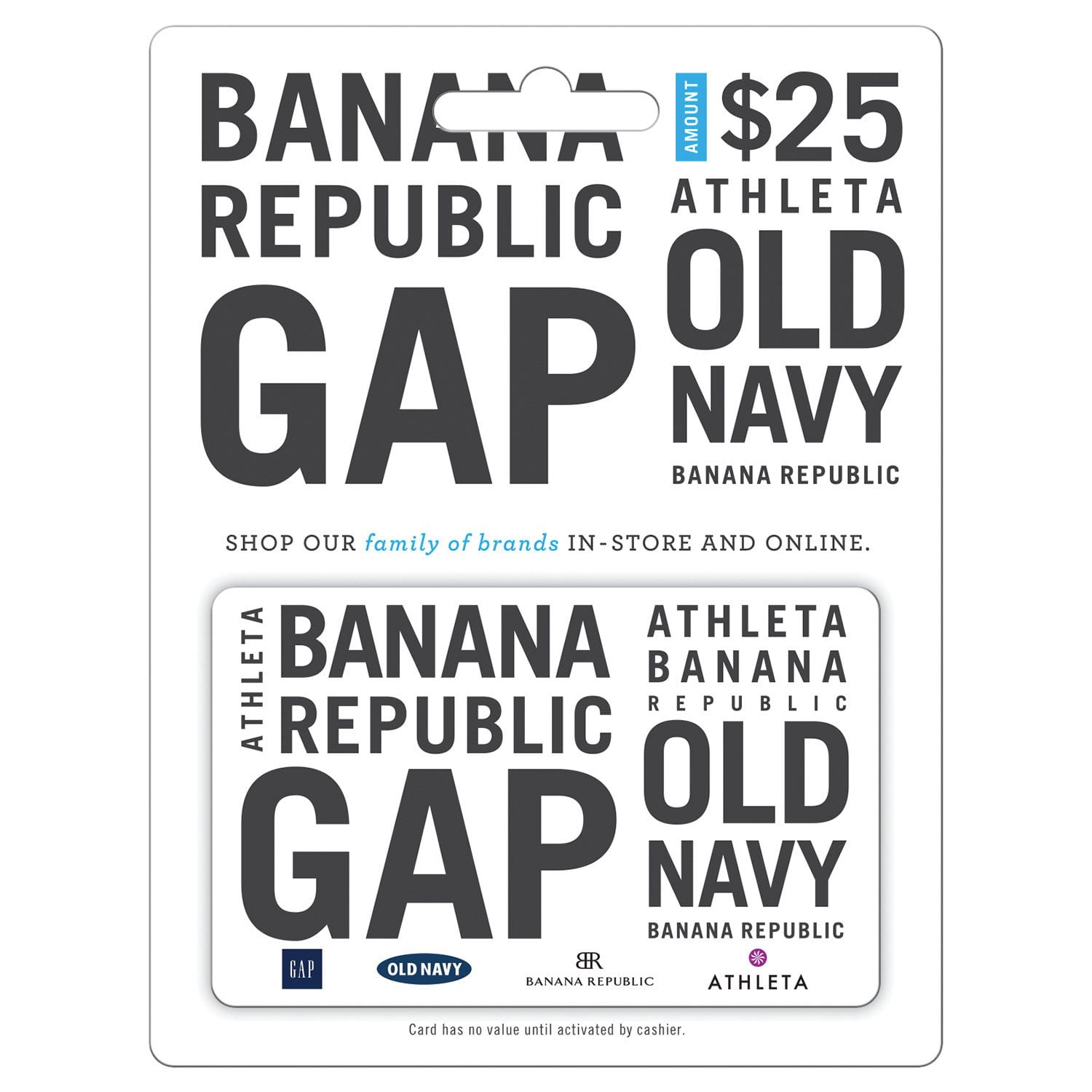 GAP Options, GAP, Old Navy, Banana Republic and, Athleta $25 Gift Card ...
