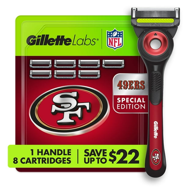 Gillette Labs NFL San Francisco 49ers Men's Razor, Handle + 8