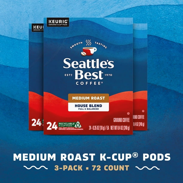 Seattle's Best Coffee Medium Roast K-Cup Coffee Pods, House Blend