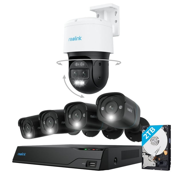 Reolink 4K 8MP Bullet Cameras + Auto Pan -Tilt with 2TB NVR Security System, 5pk.