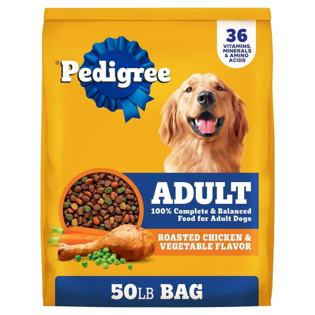 Pedigree Adult Roasted Chicken and Vegetable Dry Dog Food, 50 lbs. Bag