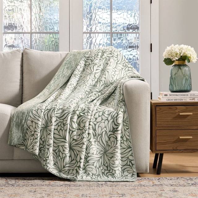 Tahari Home Reversible Printed Plush Throws, 50" x 60"