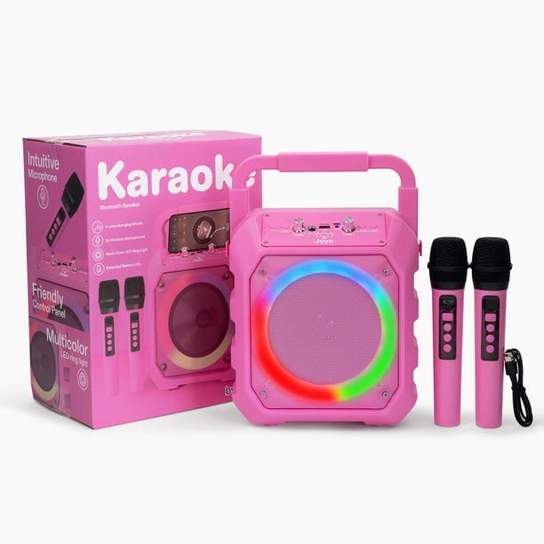JOYC Mic Drop Karaoke Machine with 2 Wireless Mics & RGB Lights