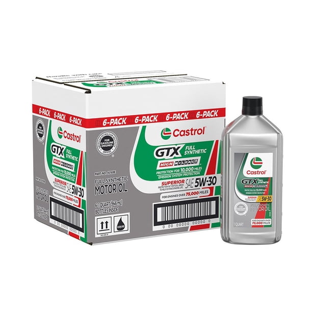 Castrol GTX Full Synthetic High Mileage Motor Oil 5W-30, 6 pack, 1