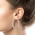 thumbnail image 4 of Wedding Band Style Hoop Earrings in Sterling Silver, 4 of 6
