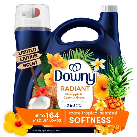 Downy Infusions Radiant Liquid Fabric Softener, Pineapple & Coconut Grove, 164 loads, 111 fl. oz.