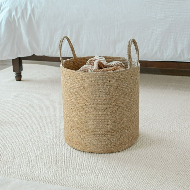 We Think Storage Round Jute Storage Basket with Handle, Set of 3