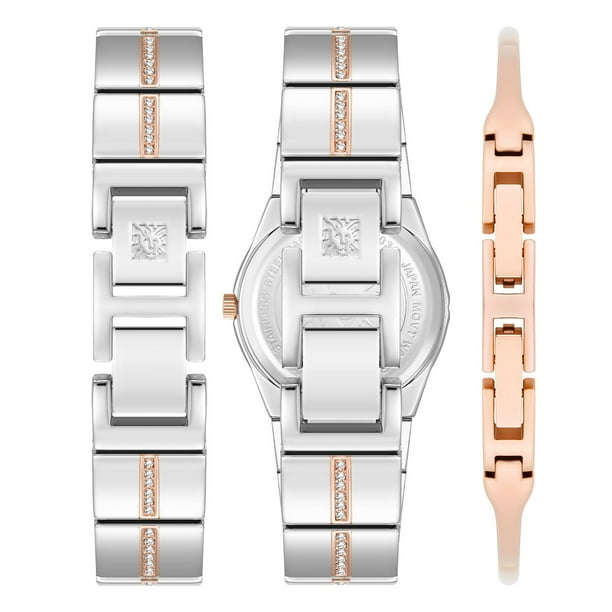 Anne Klein Tow-Tone & Rose Gold Bracelet Watch Box Set, 33.5mm