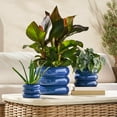 thumbnail image 1 of Member's Mark Bubble Ceramic Planter & Saucer, Set of 3, 1 of 2