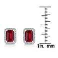 thumbnail image 4 of Emerald Cut Lab Created Gemstone & 0.11 CT. T.W. Diamond Stud Earrings in Sterling Silver, 4 of 5