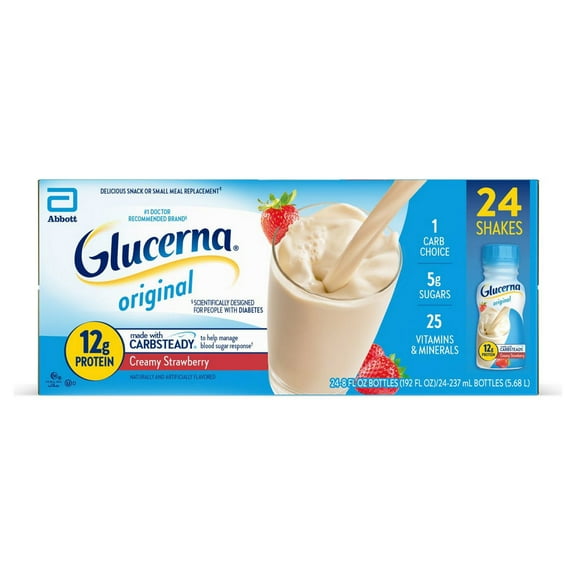 Glucerna 12g Protein Shake, Creamy Strawberry 8 fl. oz., 24 pk.