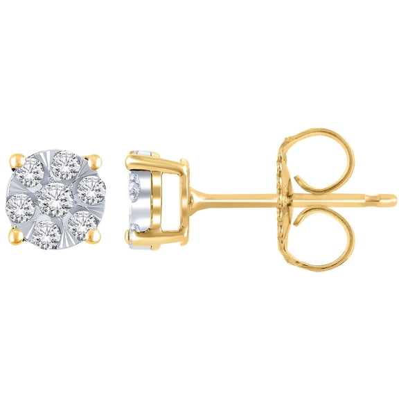0.23 CT. T.W. Round Cut Cluster Diamond Stud Earrings in 14K Gold