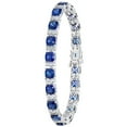 thumbnail image 4 of Cushion Cut Lab Created Gemstone Tennis Bracelet in Sterling Silver, 4 of 8