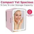thumbnail image 4 of Frigidaire Skincare Cooler with Lighted Mirror Make-Up Door, Pink, 4 of 12