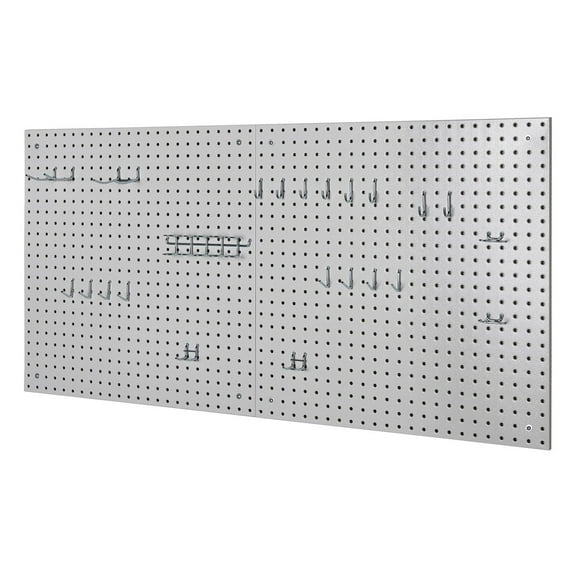 Seville Classics UltraHD 2-Piece Pegboard Set with 23 Piece Hook Assortment, 24" L x 24" W