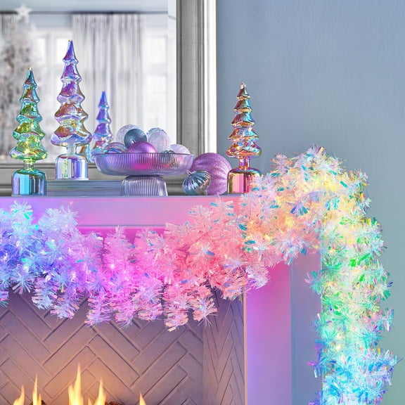 Member's Mark 9' Pre-Lit Color Changing Tinsel Garland
