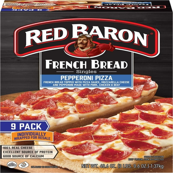 Red Baron Pepperoni French Bread Frozen Personal Pizza, 5.40 oz., 9 pk.